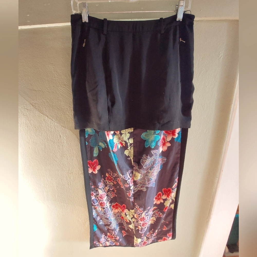 Floral Black Skirt